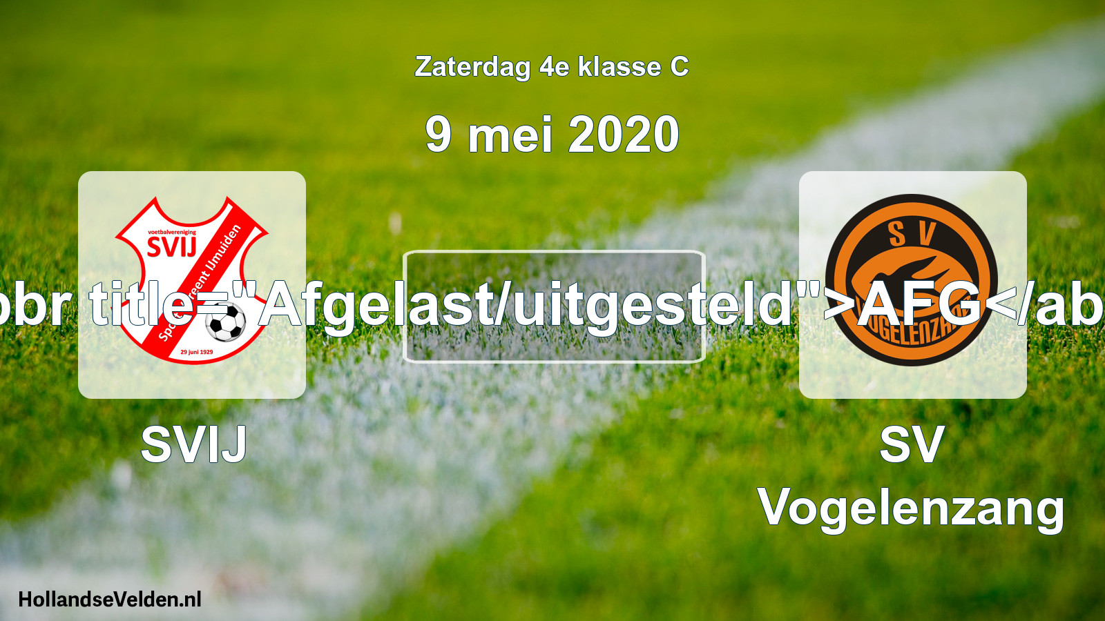 Scheduled Match: SVIJ - SV Vogelenzang (9 May 2020)