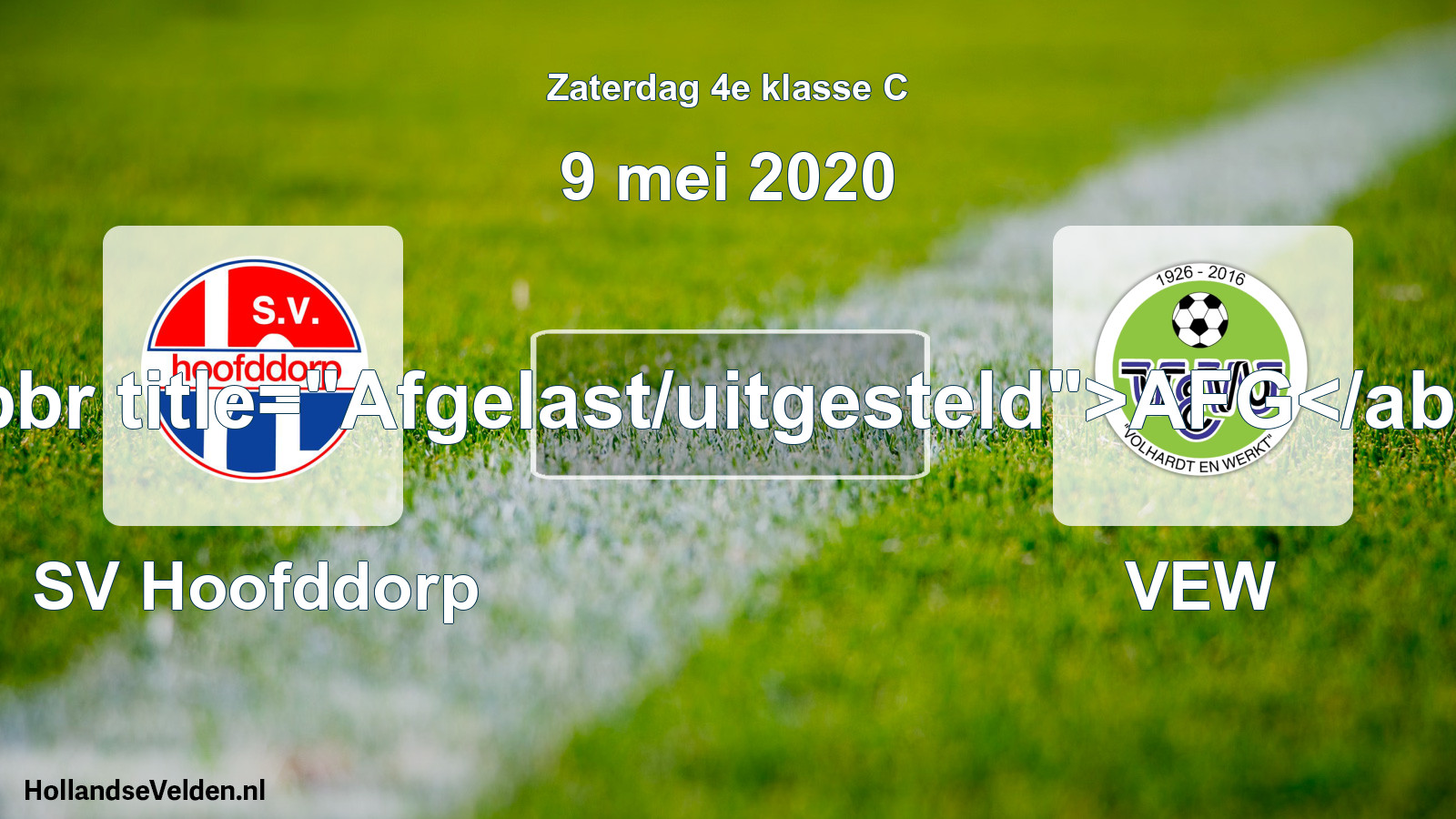 Scheduled Match: SV Hoofddorp - VEW (9 May 2020)