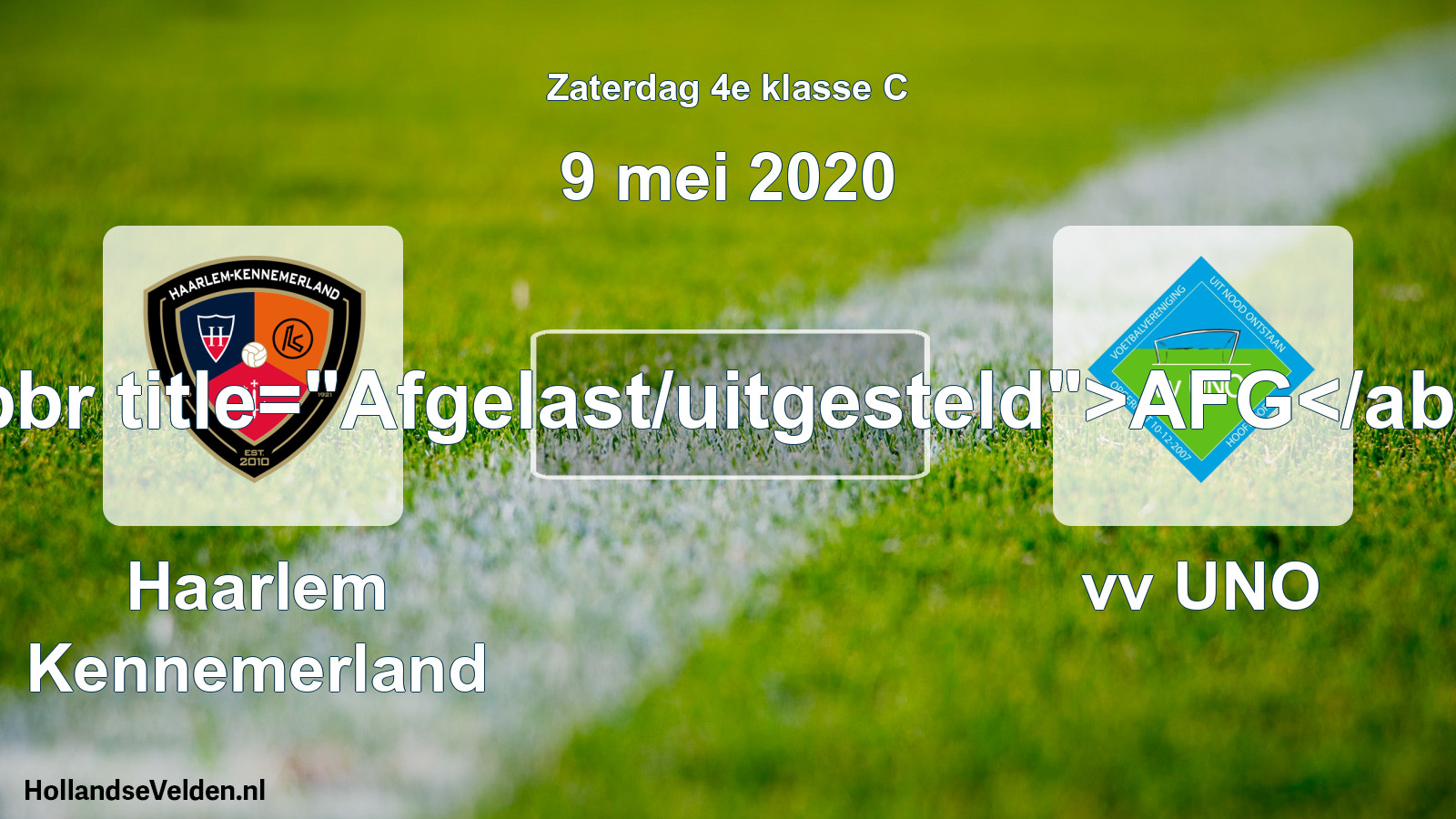 Scheduled Match: Haarlem Kennemerland - vv UNO (9 May 2020)