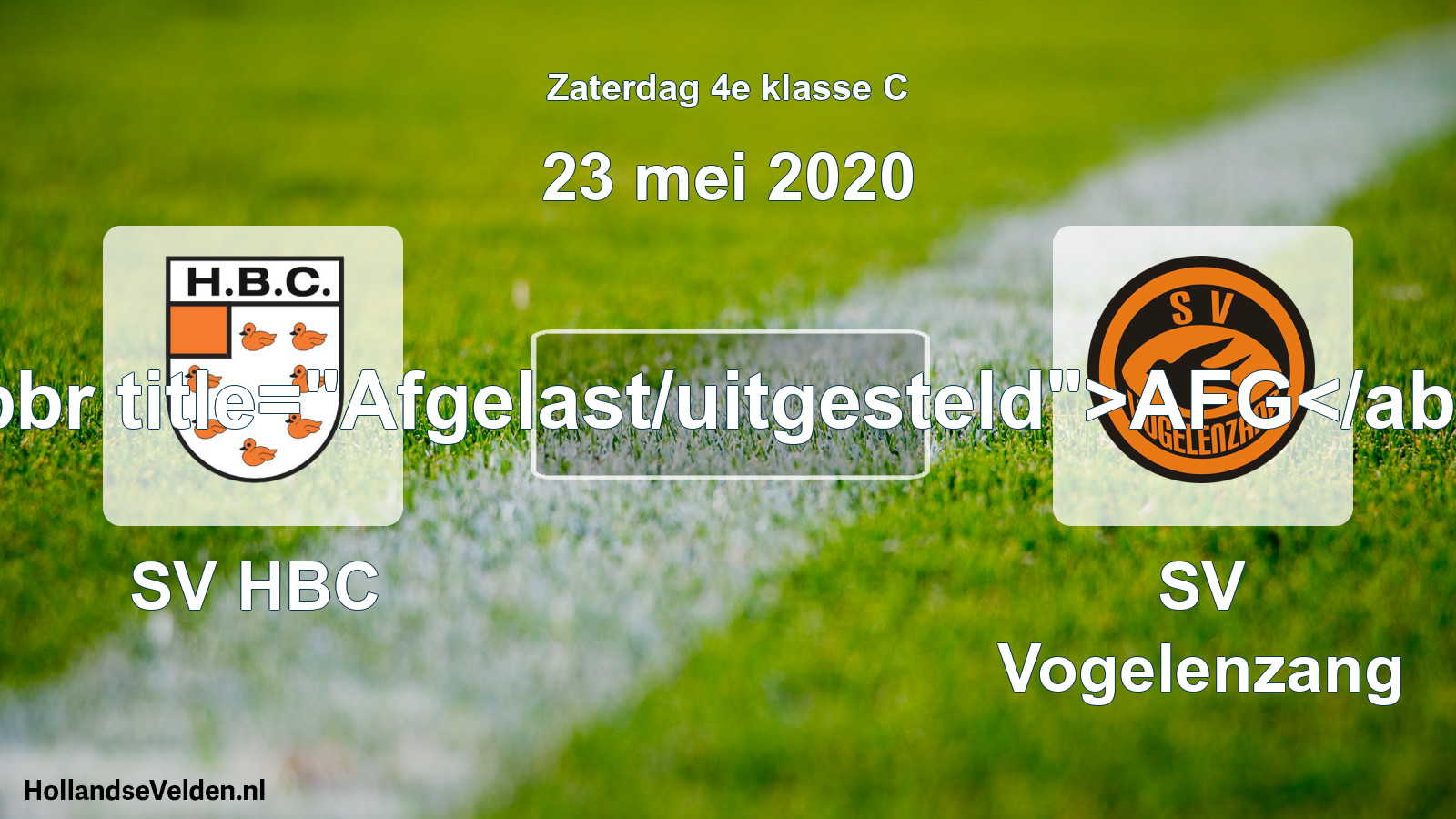 Scheduled Match: SV HBC - SV Vogelenzang (23 May 2020)