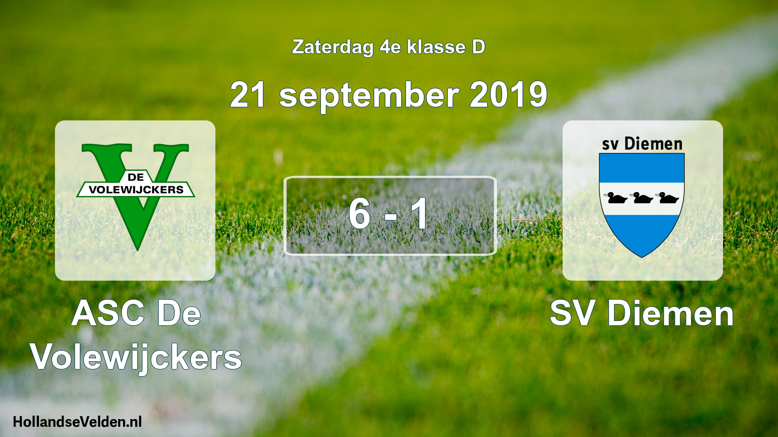Total number of matches played: ASC De Volewijckers - SV Diemen 6 - 1 (21 September 2019)