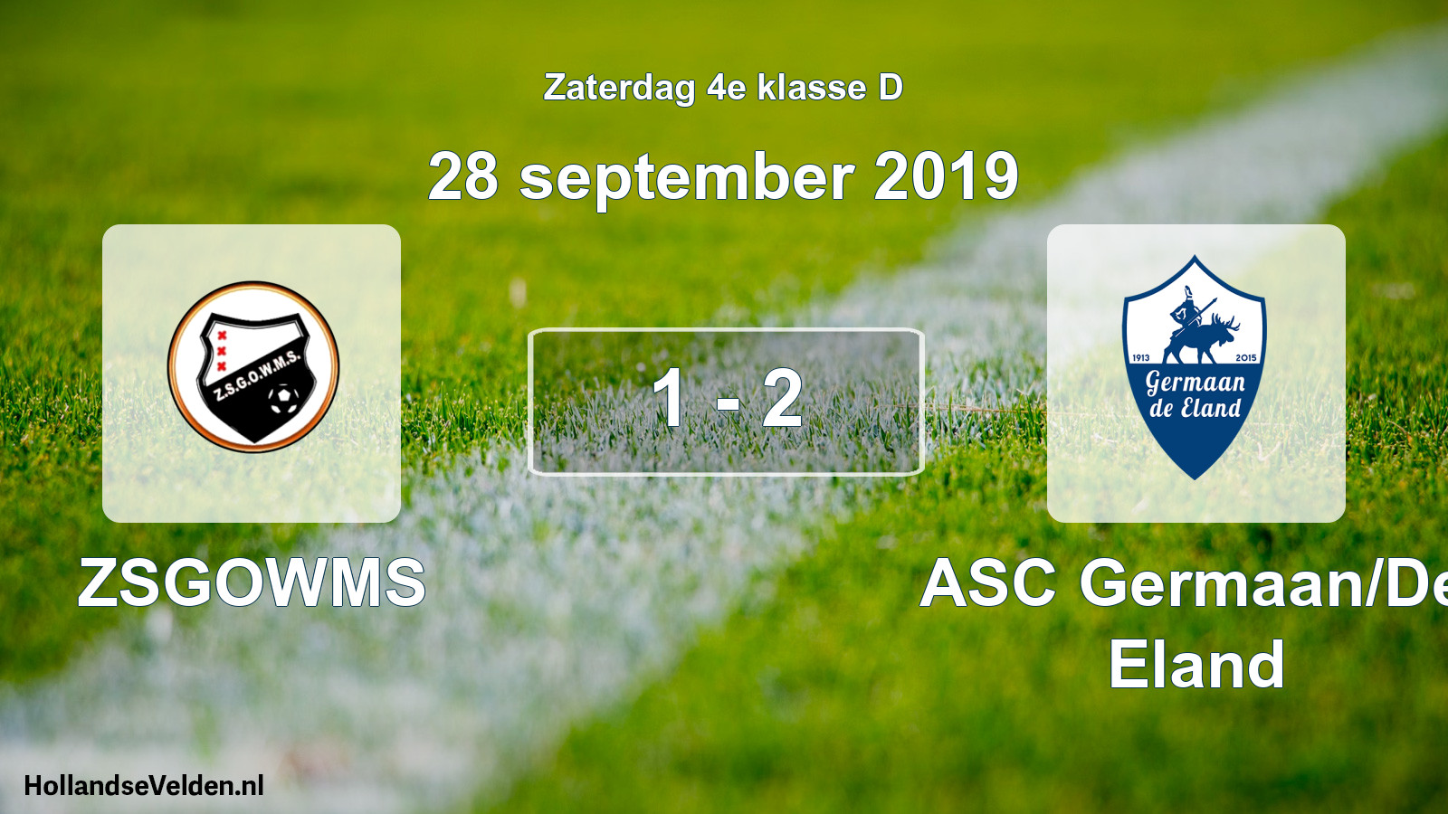 Total number of matches played: ZSGOWMS - ASC Germaan/De Eland 1 - 2 (28 September 2019)