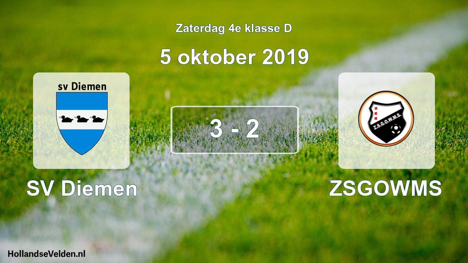 Total number of matches played: SV Diemen - ZSGOWMS 3 - 2 (5 October 2019)