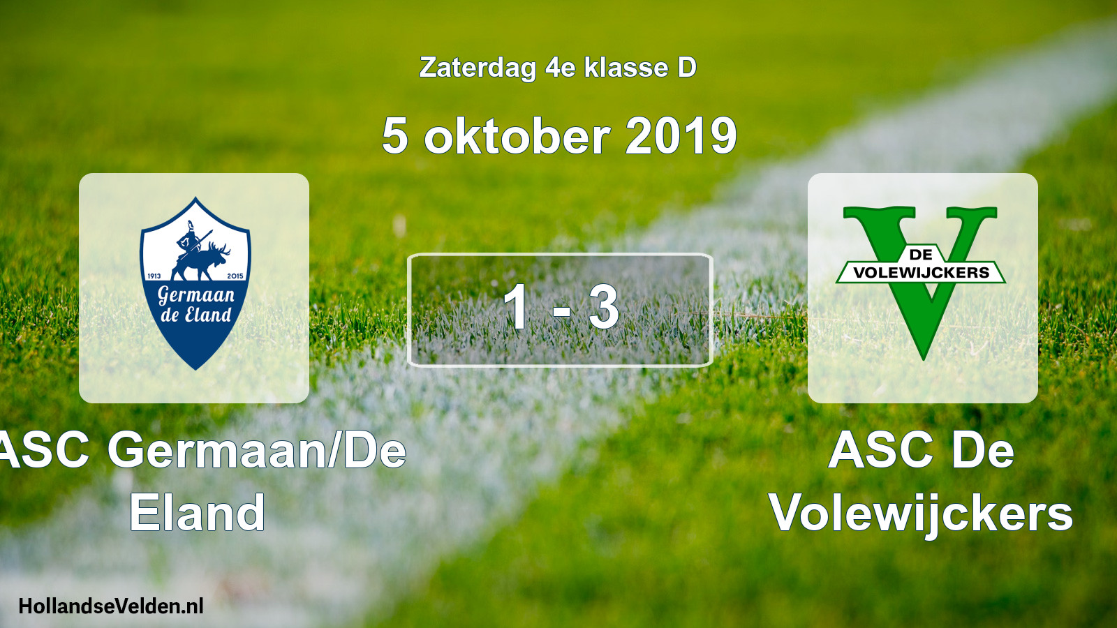 Total number of matches played: ASC Germaan/De Eland - ASC De Volewijckers 1 - 3 (5 October 2019)