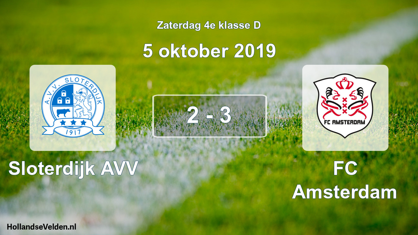 Total number of matches played: Sloterdijk AVV - FC Amsterdam 2 - 3 (5 October 2019)
