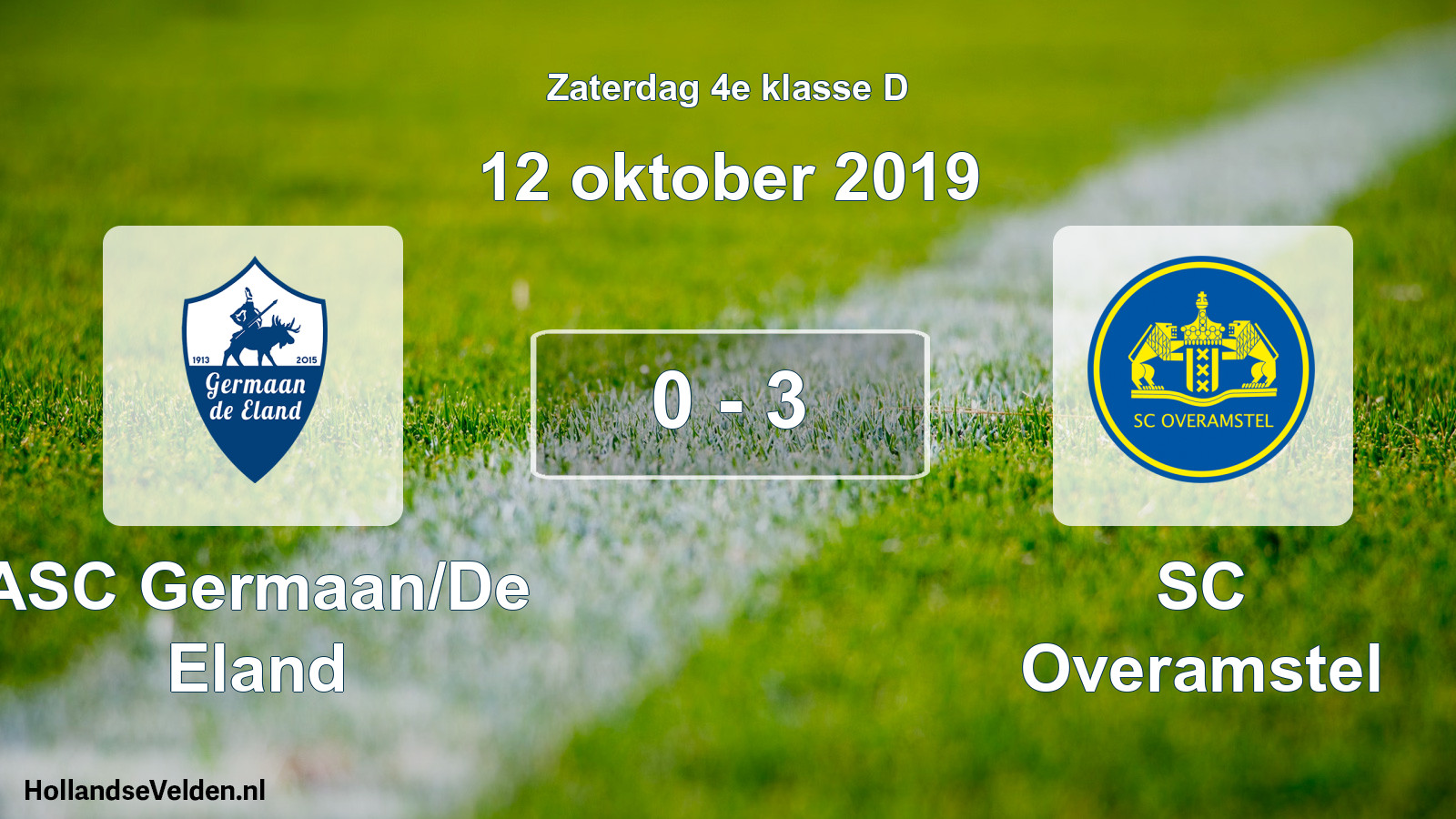 Total number of matches played: ASC Germaan/De Eland - SC Overamstel 0 - 3 (12 October 2019)