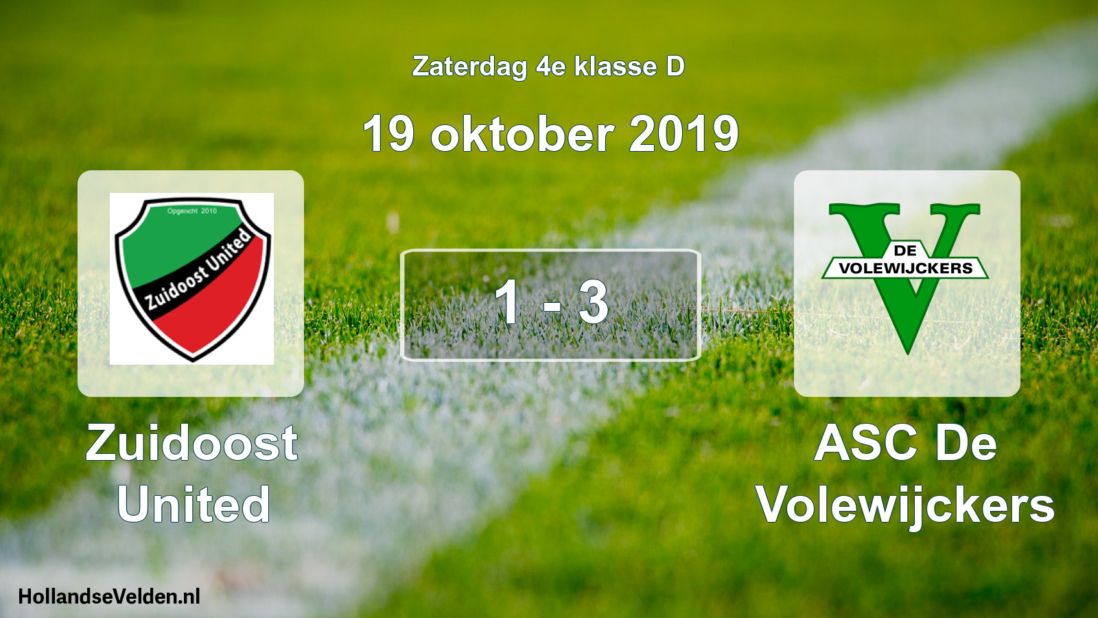 Total number of matches played: Zuidoost United - ASC De Volewijckers 1 - 3 (19 October 2019)