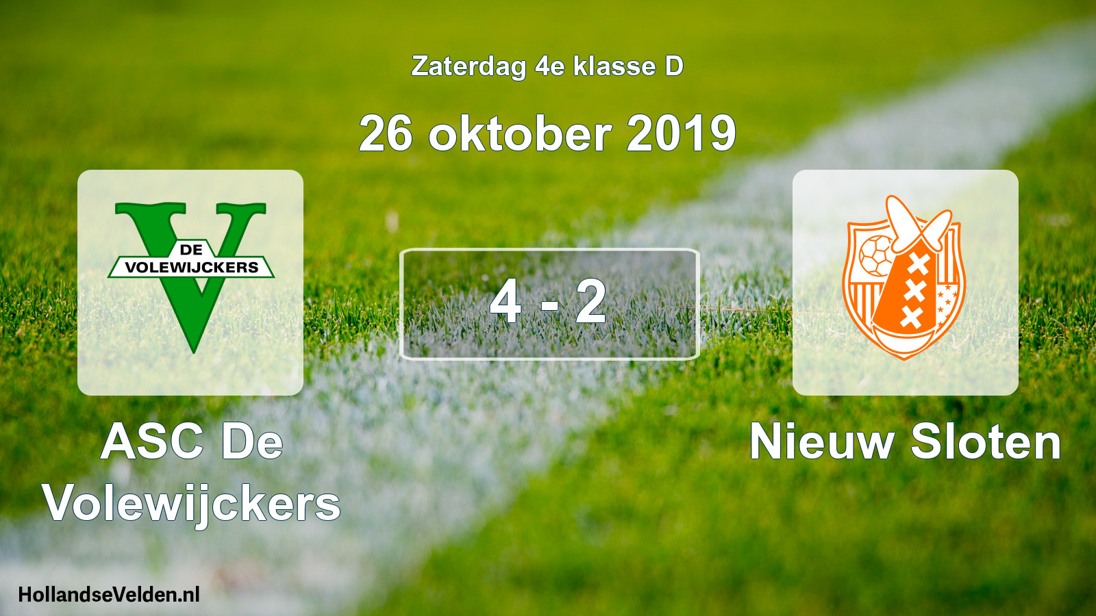 Total number of matches played: ASC De Volewijckers - Nieuw Sloten 4 - 2 (26 October 2019)
