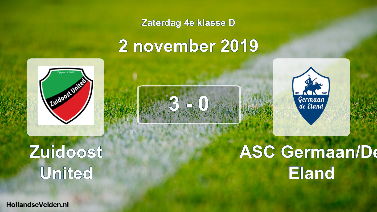 Total number of matches played: Zuidoost United - ASC Germaan/De Eland 3 - 0 (2 November 2019)