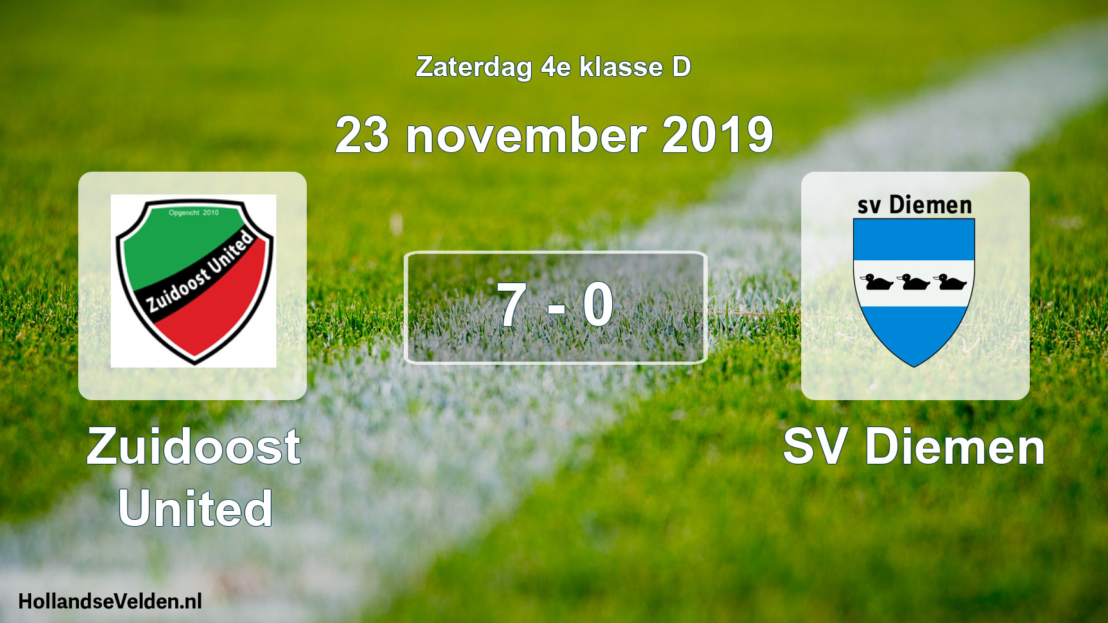 Total number of matches played: Zuidoost United - SV Diemen 7 - 0 (23 November 2019)