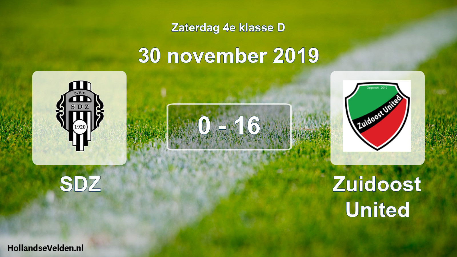 Total number of matches played: SDZ - Zuidoost United 0 - 16 (30 November 2019)