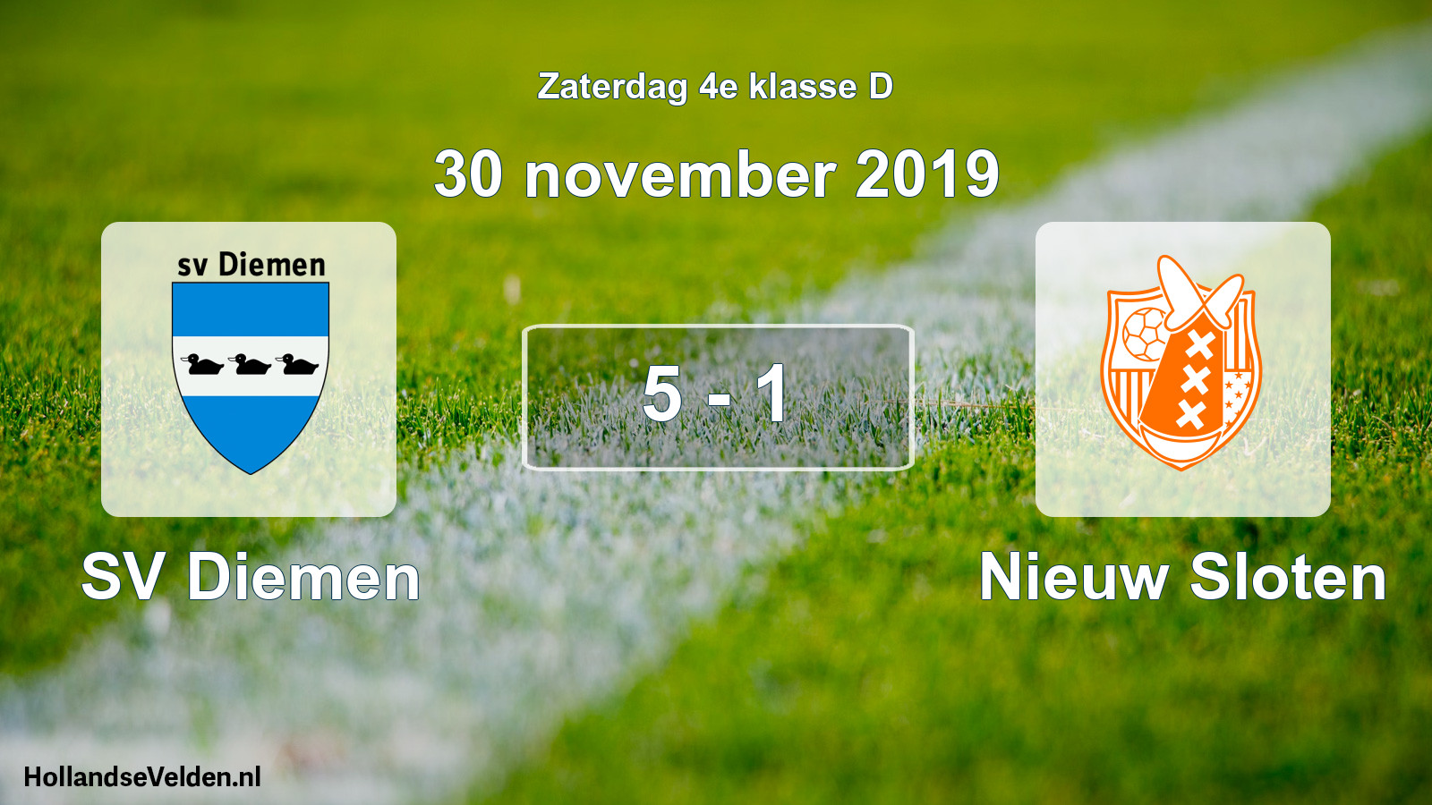 Total number of matches played: SV Diemen - Nieuw Sloten 5 - 1 (30 November 2019)