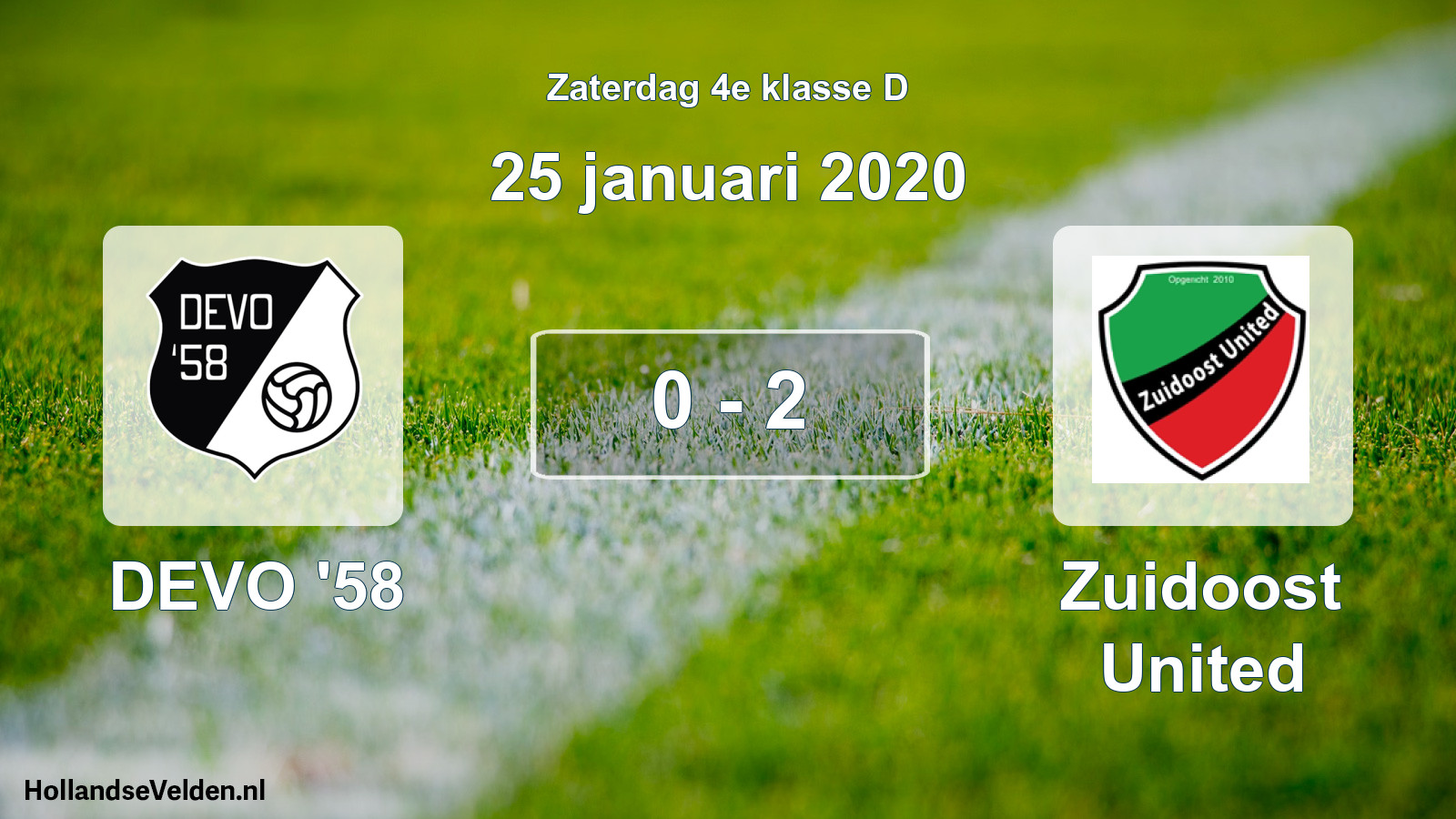 Total number of matches played: DEVO '58 - Zuidoost United 0 - 2 (25 January 2020)