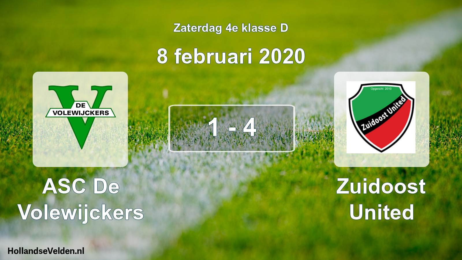 Total number of matches played: ASC De Volewijckers - Zuidoost United 1 - 4 (8 February 2020)