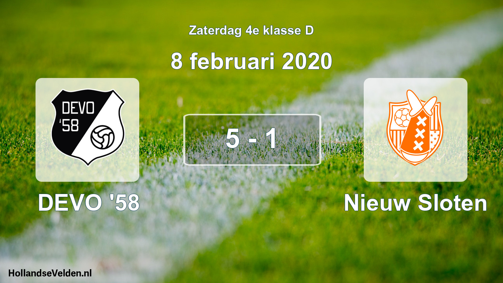 Total number of matches played: DEVO '58 - Nieuw Sloten 5 - 1 (8 February 2020)