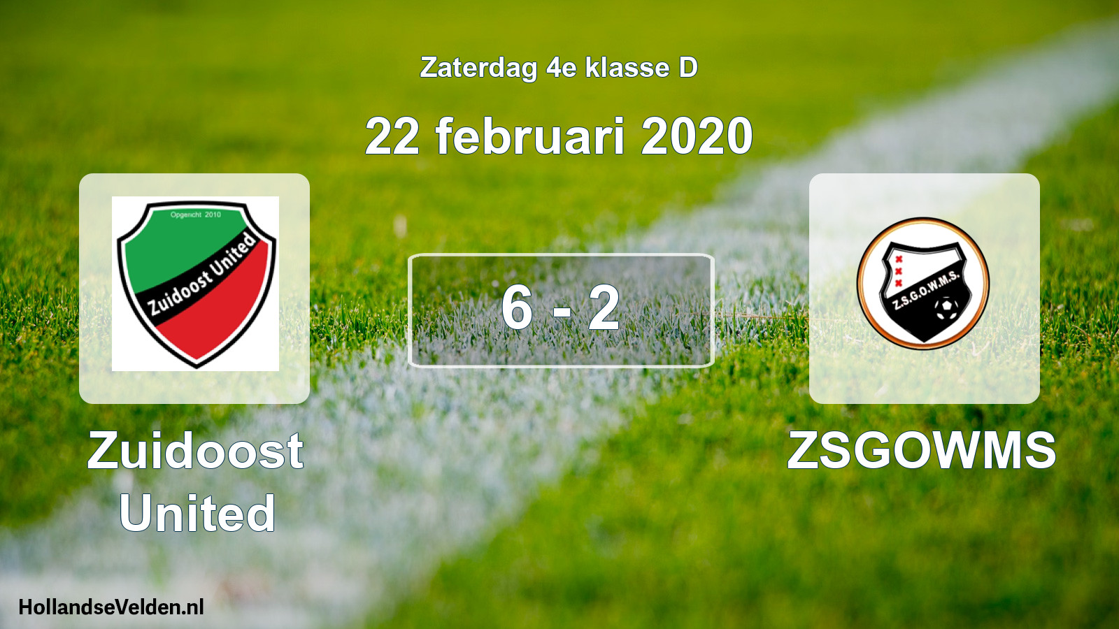 Total number of matches played: Zuidoost United - ZSGOWMS 6 - 2 (22 February 2020)