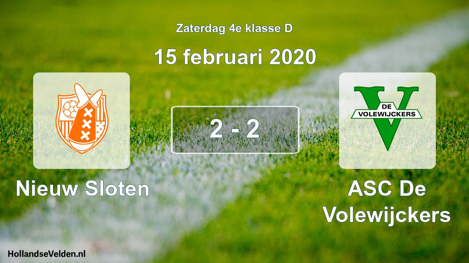 Total number of matches played: Nieuw Sloten - ASC De Volewijckers 2 - 2 (15 February 2020)