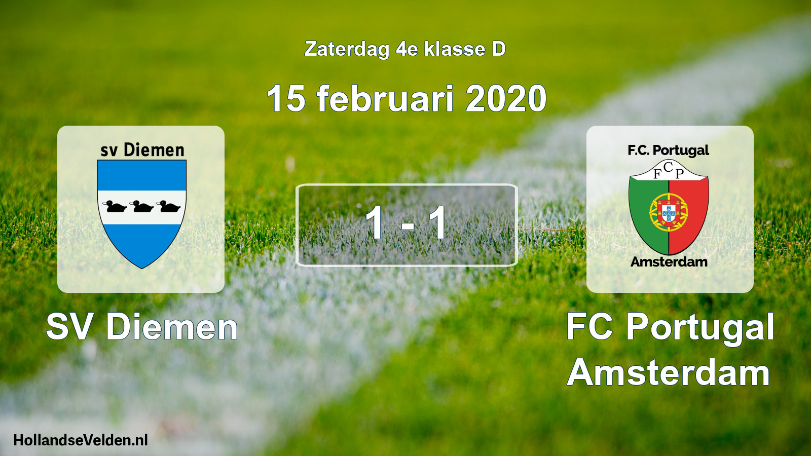 Total number of matches played: SV Diemen - FC Portugal Amsterdam 1 - 1 (15 February 2020)