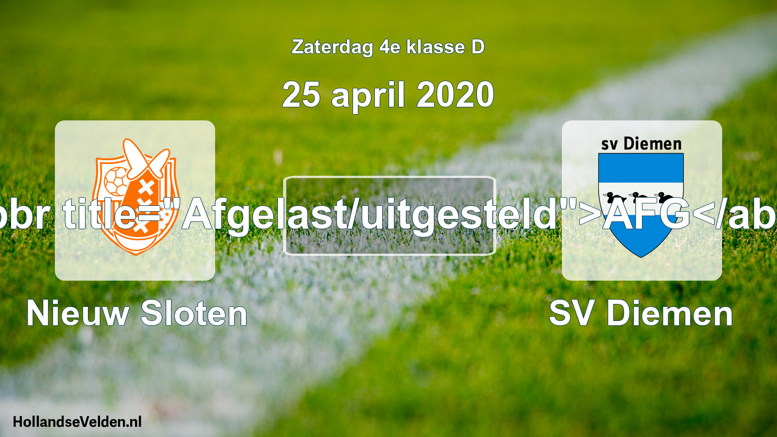 Scheduled Match: Nieuw Sloten - SV Diemen (25 April 2020)
