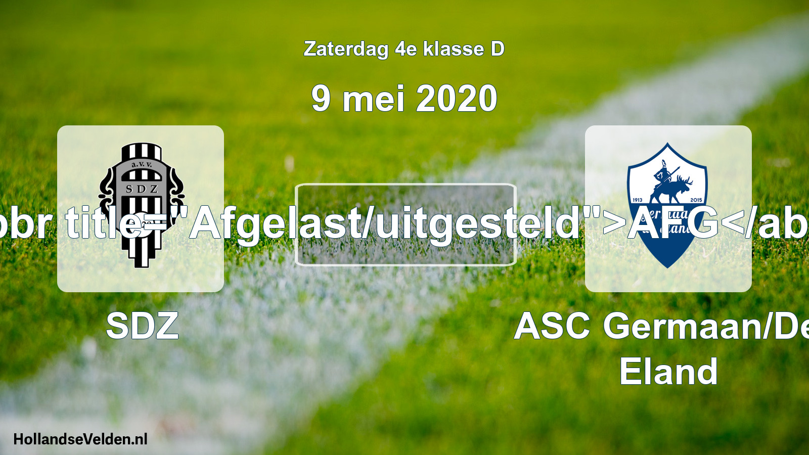 Scheduled Match: SDZ - ASC Germaan/De Eland (9 May 2020)