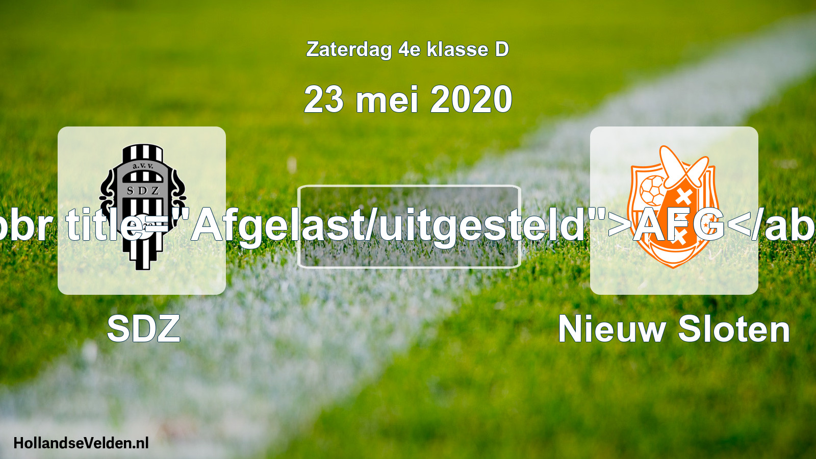 Scheduled Match: SDZ - Nieuw Sloten (23 May 2020)