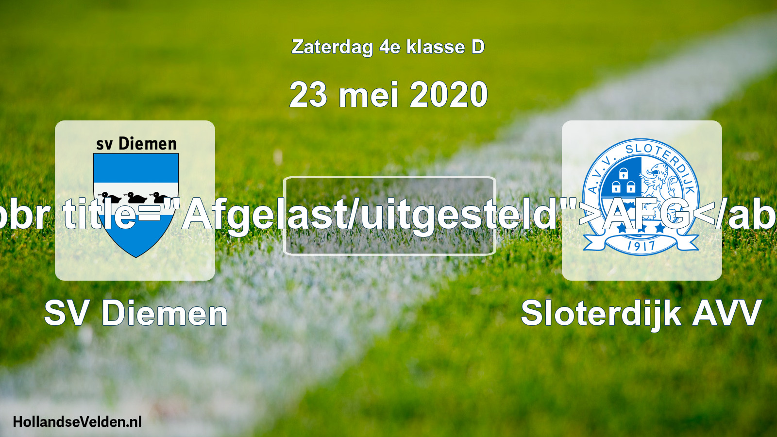 Scheduled Match: SV Diemen - Sloterdijk AVV (23 May 2020)