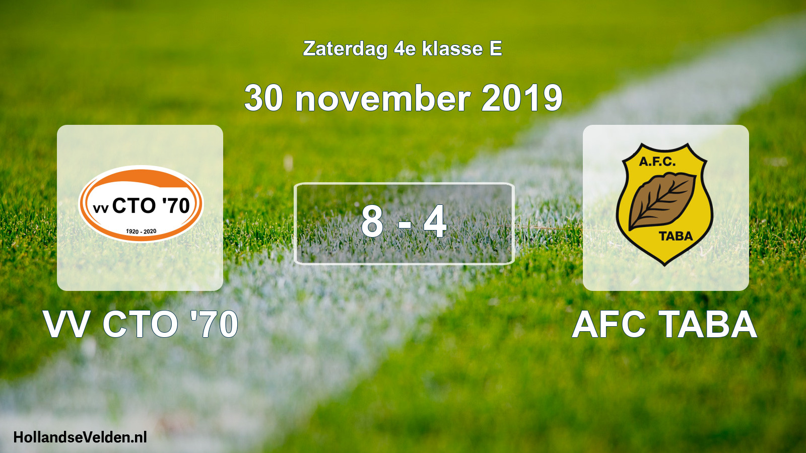 Total number of matches played: VV CTO '70 - AFC TABA 8 - 4 (30 November 2019)