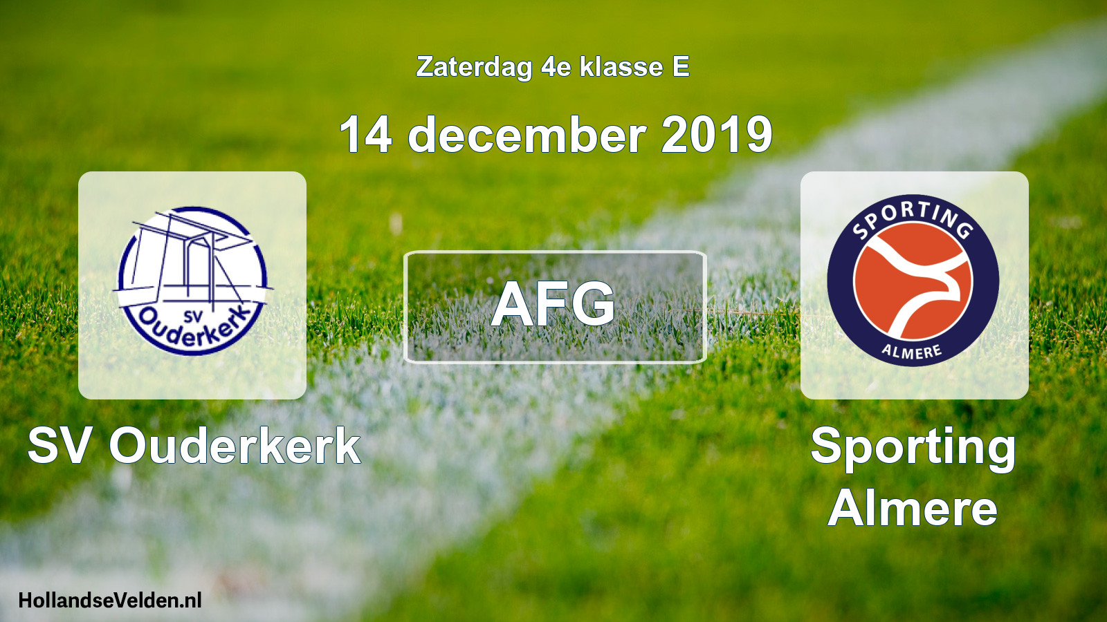 Scheduled Match: SV Ouderkerk - Sporting Almere (14 December 2019)