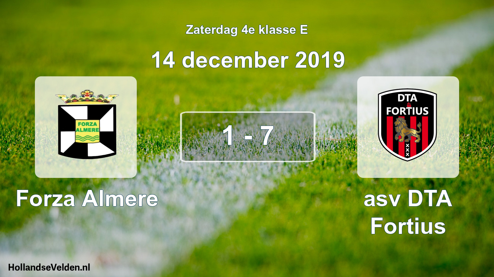 Total number of matches played: Forza Almere - asv DTA Fortius 1 - 7 (14 December 2019)