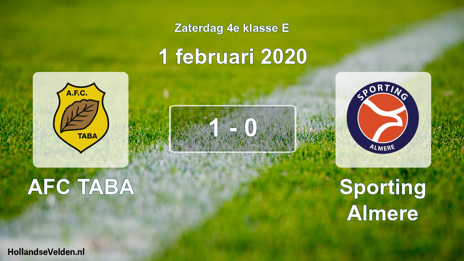 Total number of matches played: AFC TABA - Sporting Almere 1 - 0 (1 February 2020)