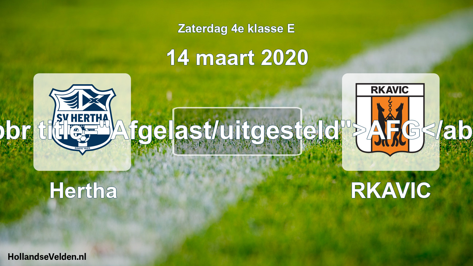 Scheduled Match: Hertha - RKAVIC (14 March 2020)