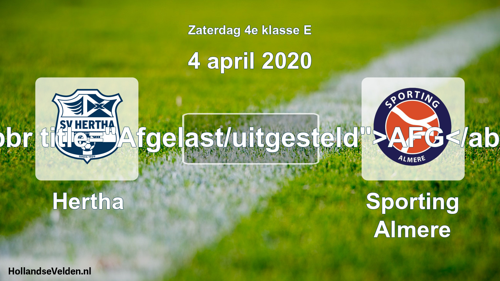Scheduled Match: Hertha - Sporting Almere (4 April 2020)