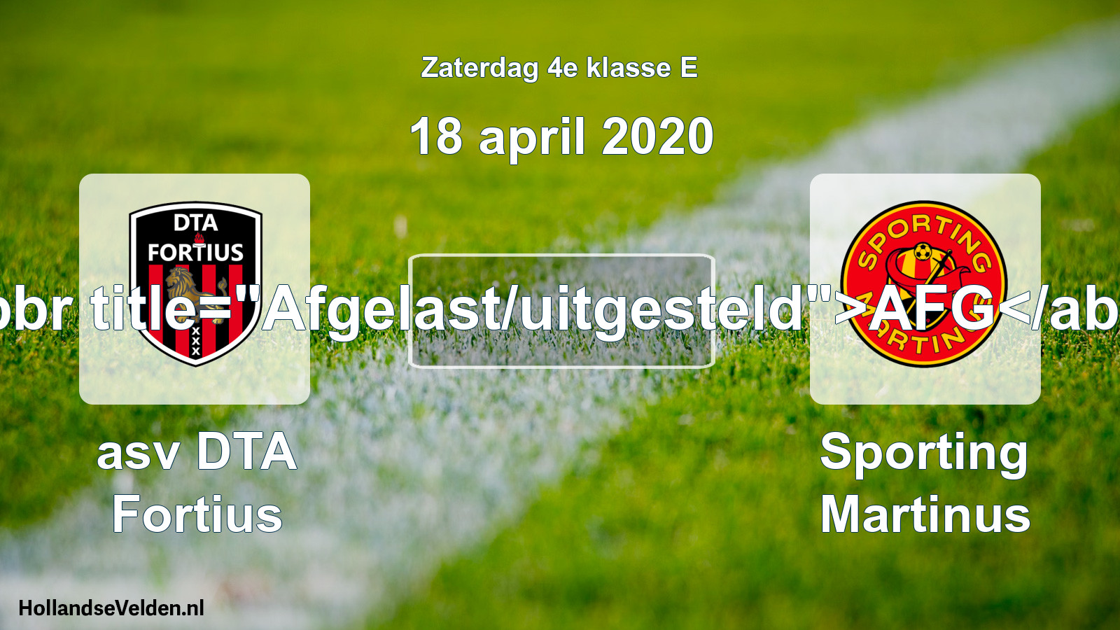 Scheduled Match: asv DTA Fortius - Sporting Martinus (18 April 2020)