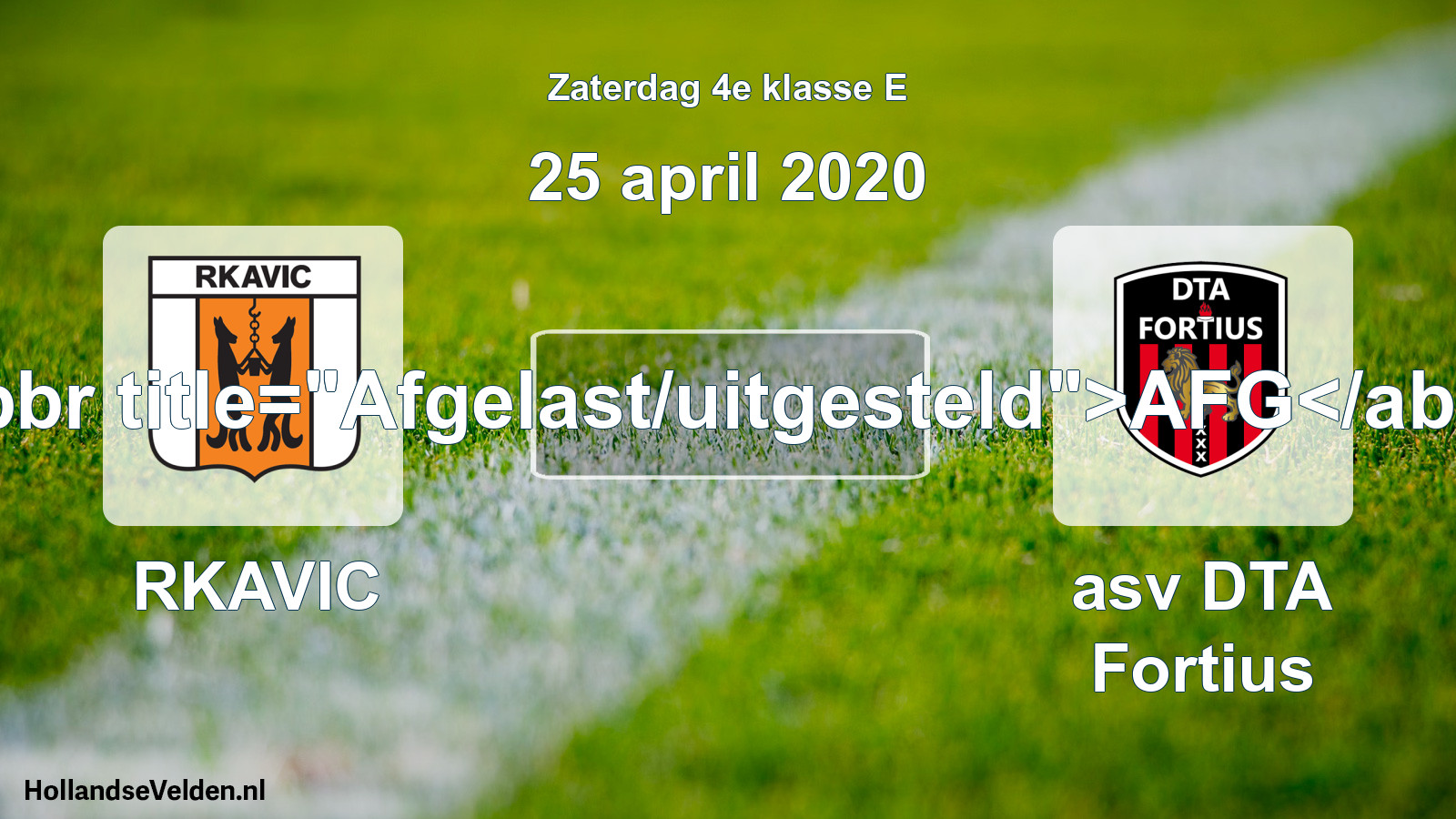 Scheduled Match: RKAVIC - asv DTA Fortius (25 April 2020)