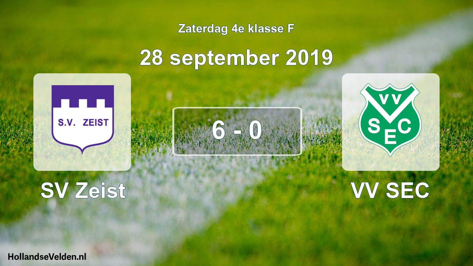 Total number of matches played: SV Zeist - VV SEC 6 - 0 (28 September 2019)