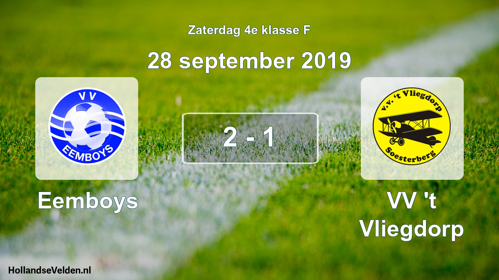 Total number of matches played: Eemboys - VV 't Vliegdorp 2 - 1 (28 September 2019)