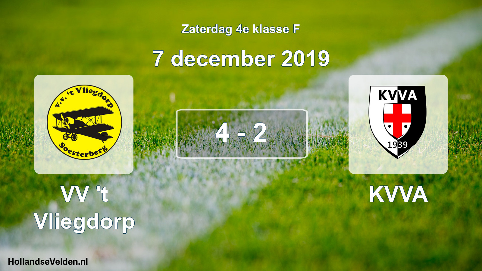 Total number of matches played: VV 't Vliegdorp - KVVA 4 - 2 (7 December 2019)
