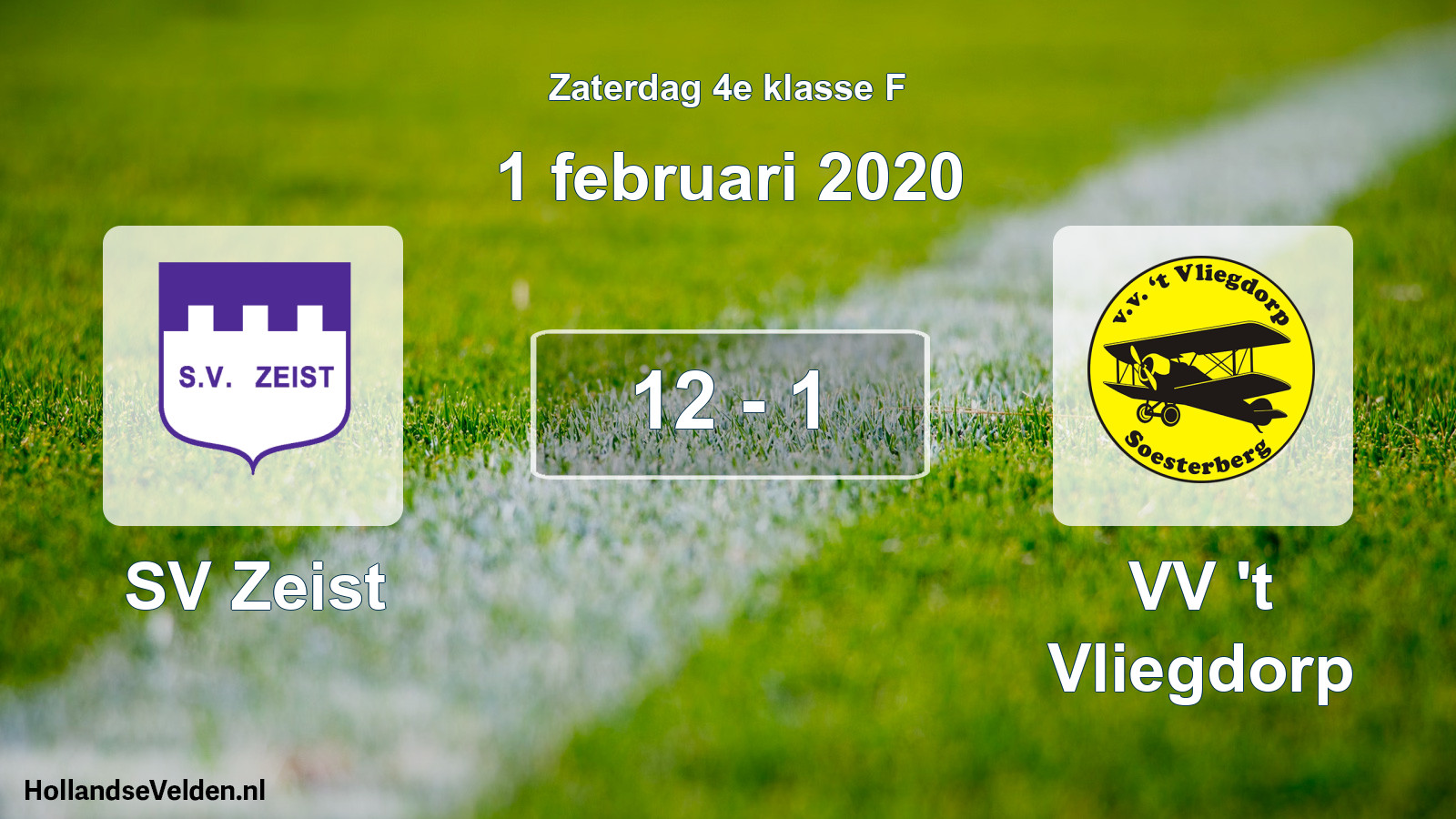 Total number of matches played: SV Zeist - VV 't Vliegdorp 12 - 1 (1 February 2020)