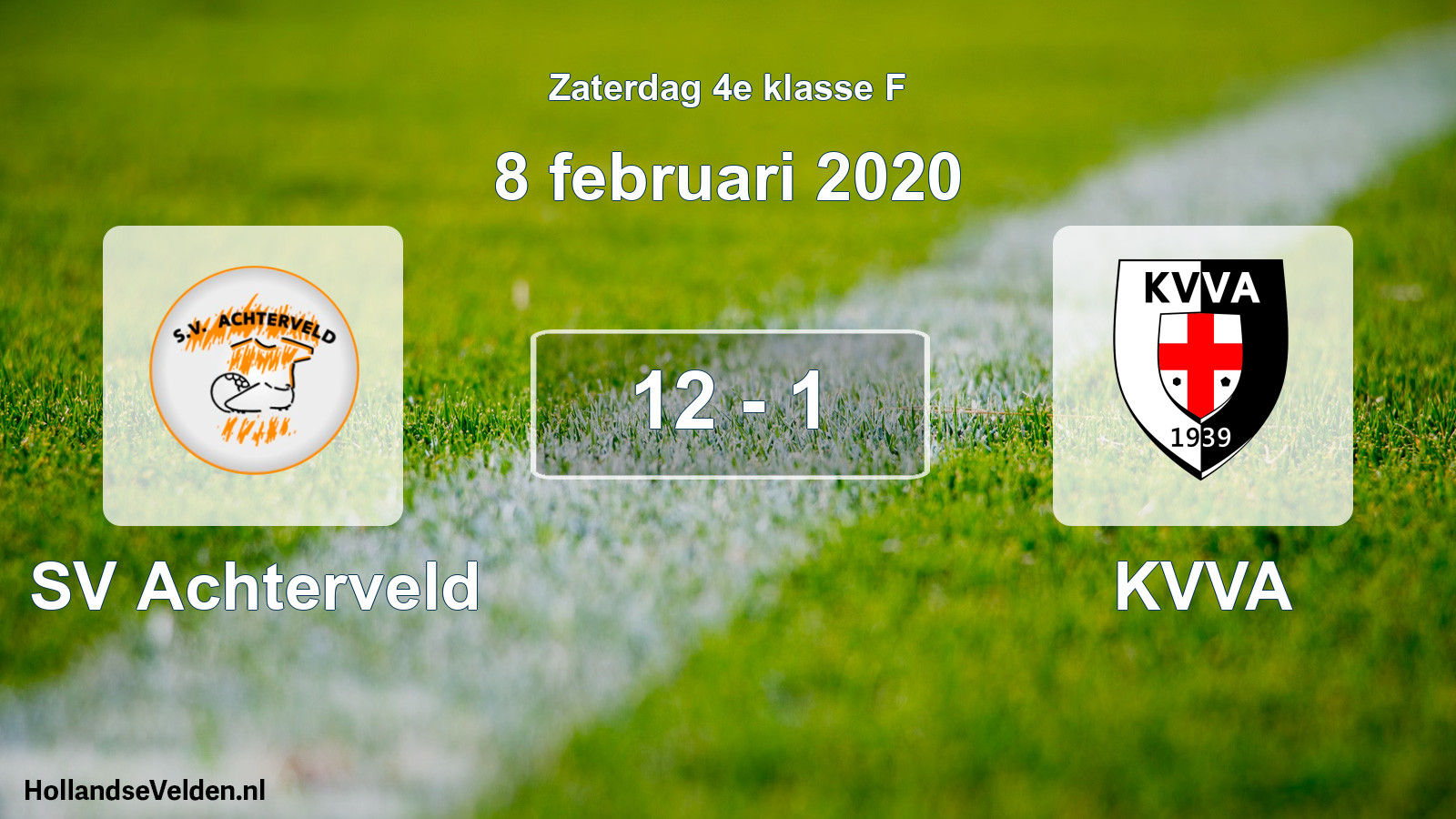 Total number of matches played: SV Achterveld - KVVA 12 - 1 (8 February 2020)