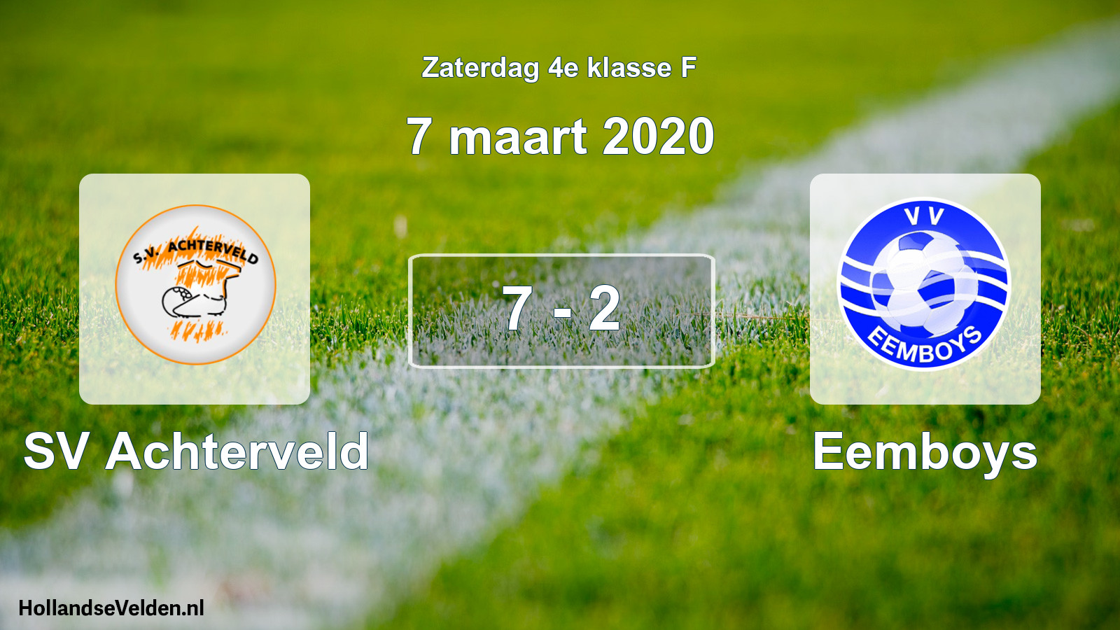 Total number of matches played: SV Achterveld - Eemboys 7 - 2 (7 March 2020)