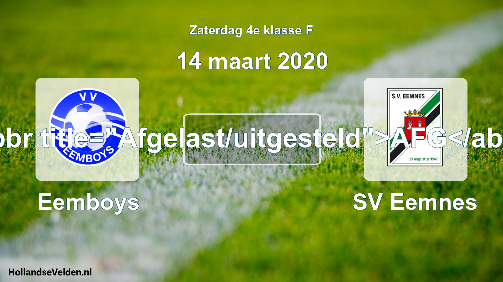 Scheduled Match: Eemboys - SV Eemnes (14 March 2020)