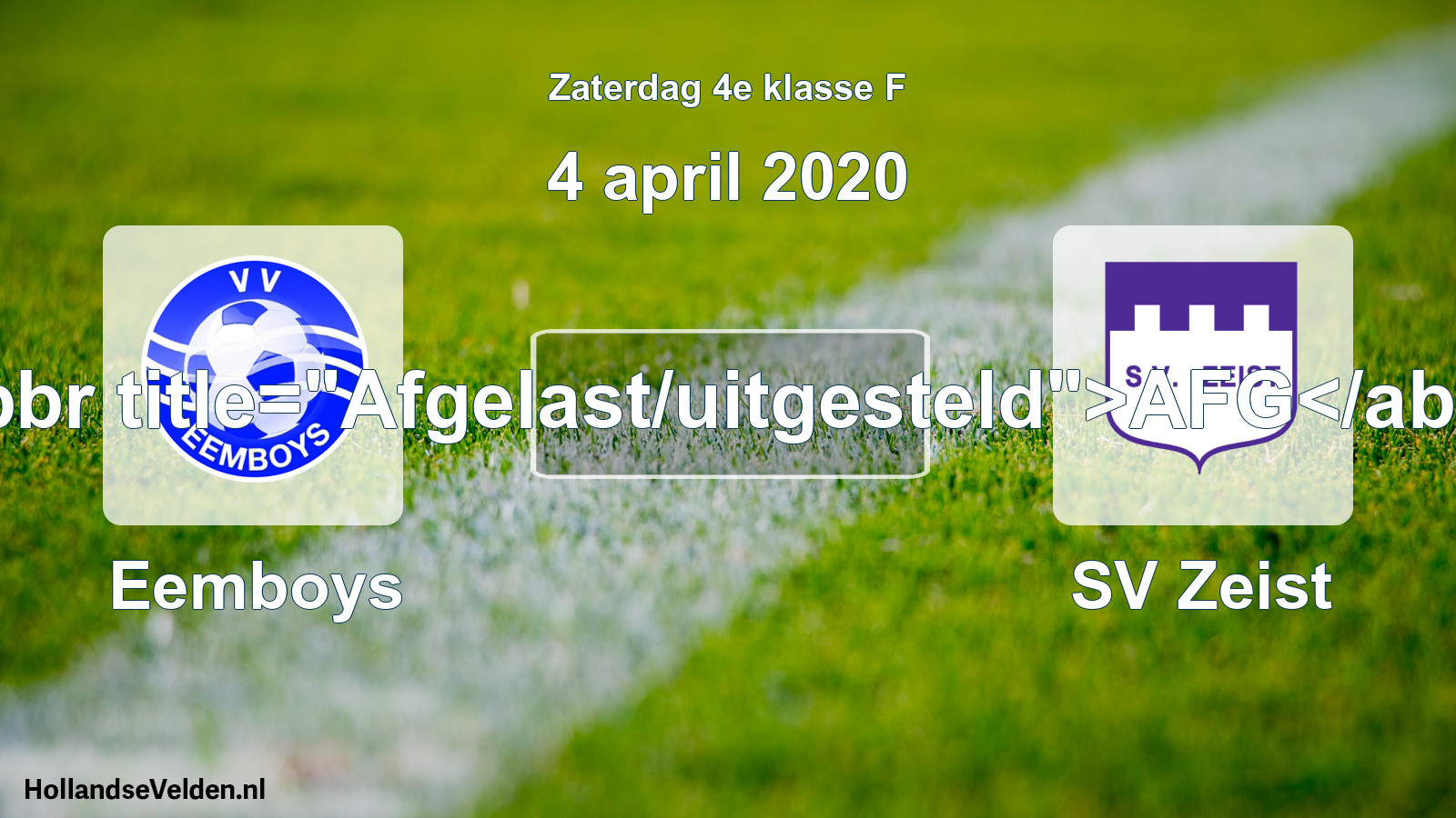 Scheduled Match: Eemboys - SV Zeist (4 April 2020)