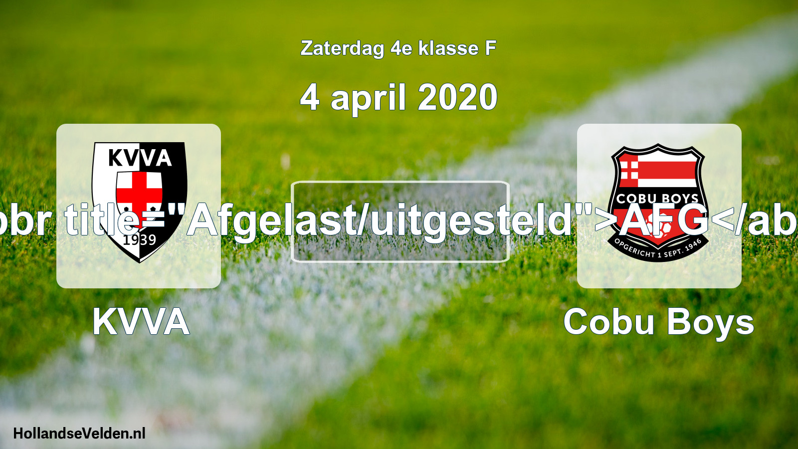 Scheduled Match: KVVA - Cobu Boys (4 April 2020)