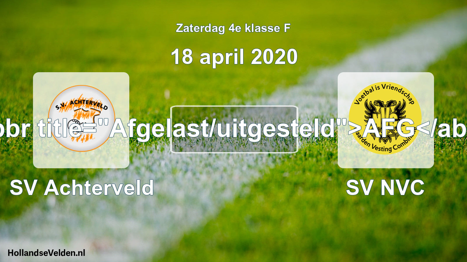 Scheduled Match: SV Achterveld - SV NVC (18 April 2020)