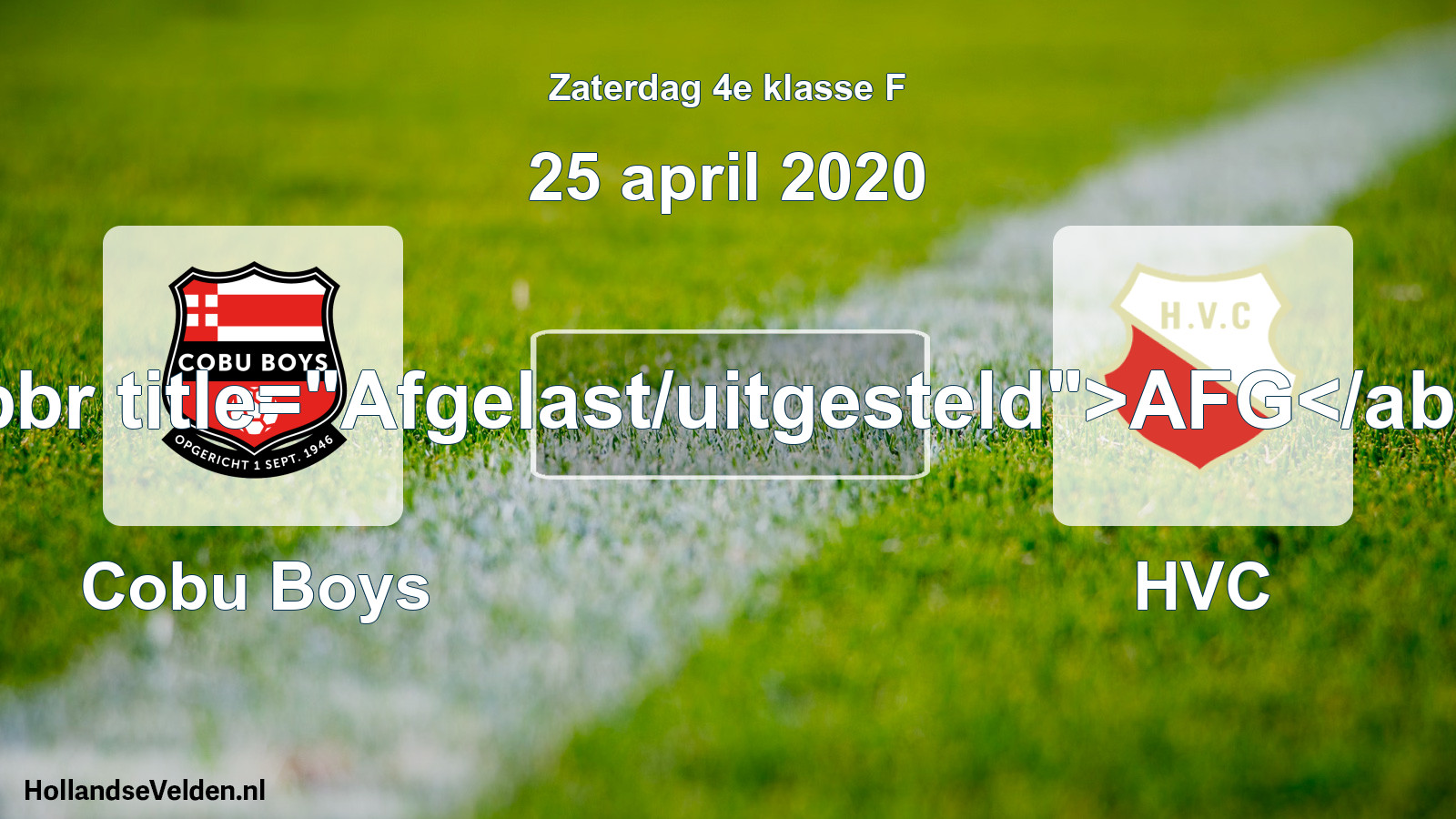Scheduled Match: Cobu Boys - HVC (25 April 2020)