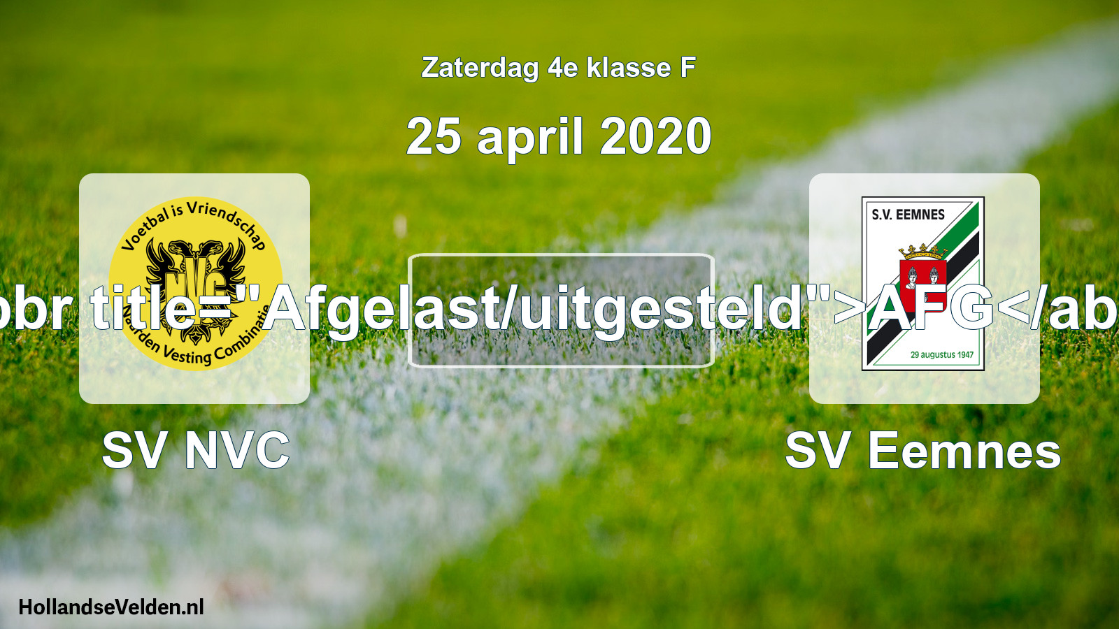 Scheduled Match: SV NVC - SV Eemnes (25 April 2020)