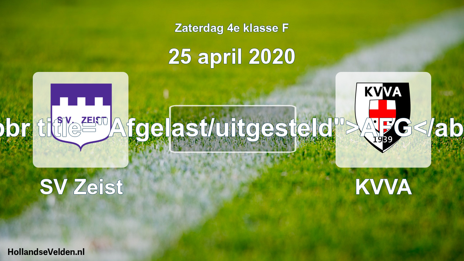 Scheduled Match: SV Zeist - KVVA (25 April 2020)