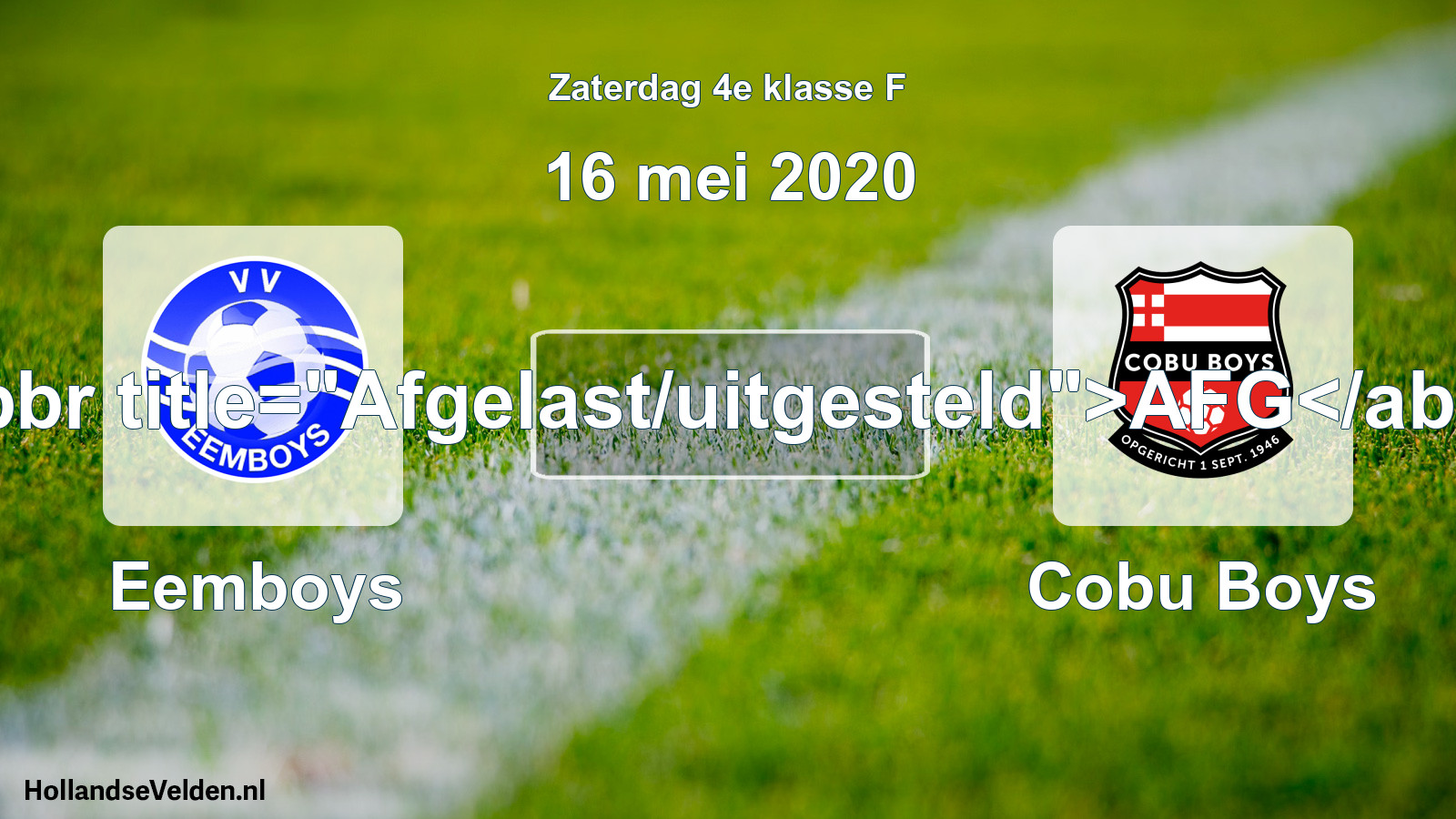 Scheduled Match: Eemboys - Cobu Boys (16 May 2020)