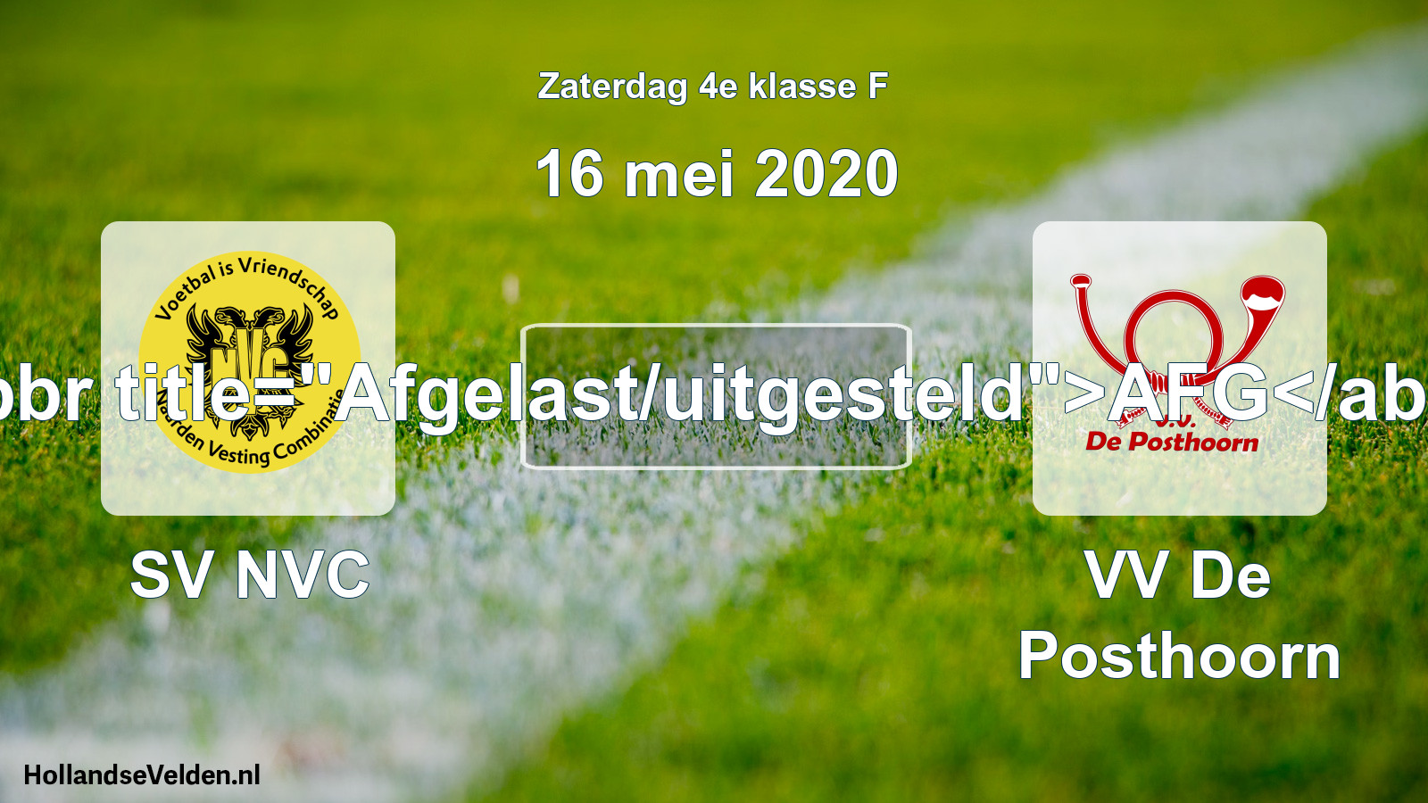Scheduled Match: SV NVC - VV De Posthoorn (16 May 2020)
