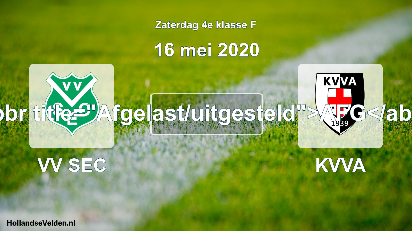 Scheduled Match: VV SEC - KVVA (16 May 2020)